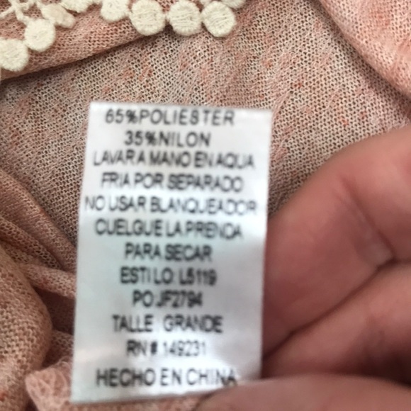 Blush Pink Tunic Top Embroidered Trim - Picture 6 of 7